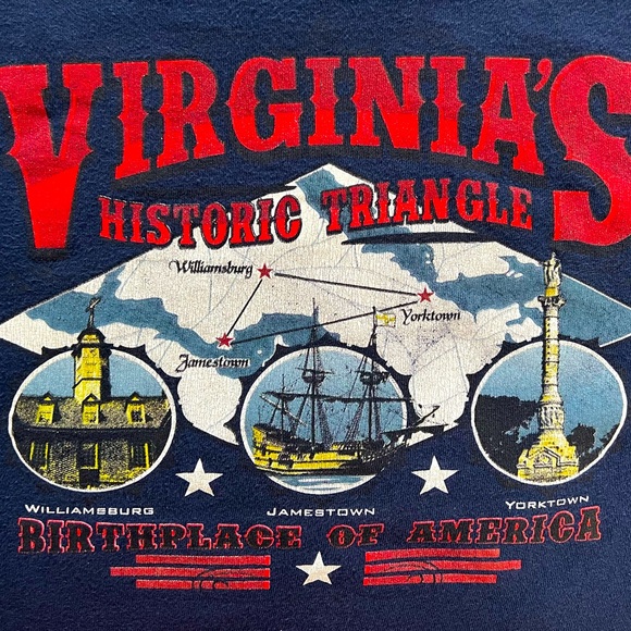 Vintage Historic Triangle Virginia Birthplace America Graphic Print Shirt Men XL - Picture 1 of 7